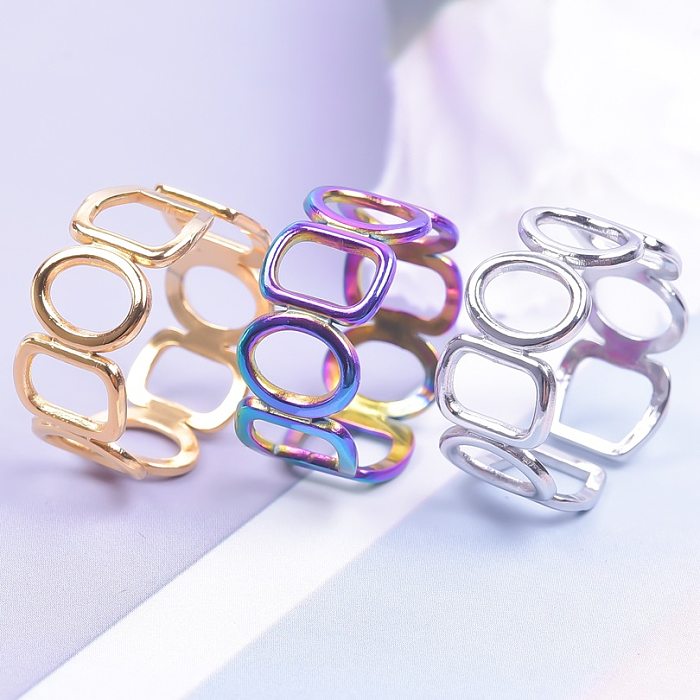 Wholesale Simple Style Geometric Titanium Steel Open Ring