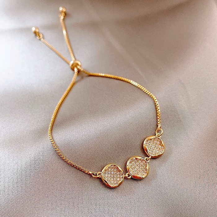 Fashion Geometric Copper Plating Artificial Gemstones Bracelets 1 Piece