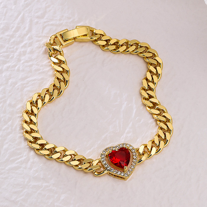 Bracelets tendance en forme de cœur avec incrustation de cuivre et zircon 1 pièce