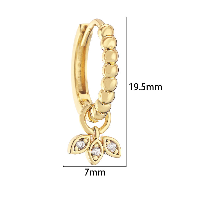 1 Pair Elegant Shiny Pentagram Bear Heart Shape Plating Inlay Copper Zircon 18K Gold Plated Drop Earrings