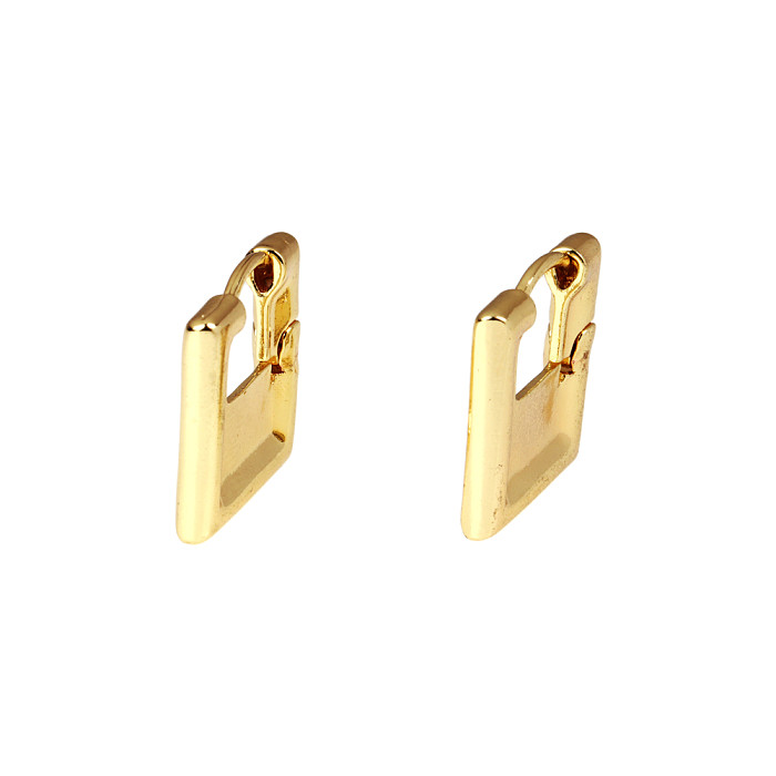 1 Pair Fashion Square Oval Copper Plating Earrings