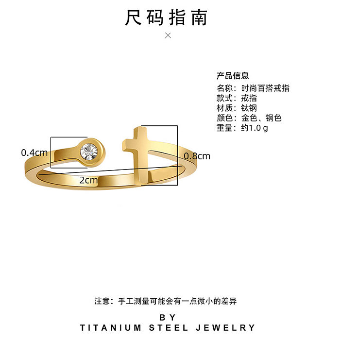Fashion Open Titanium Steel Bow Heart Cross Fashion Not Fade Ring Jewelry