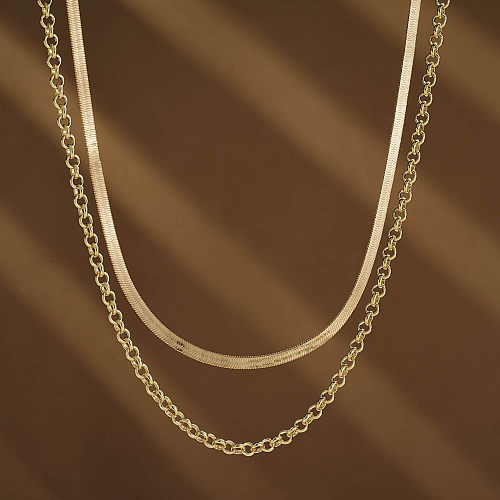 Mehrschichtige Halsketten im schlichten Urlaubsstil mit einfarbiger Kupferbeschichtung