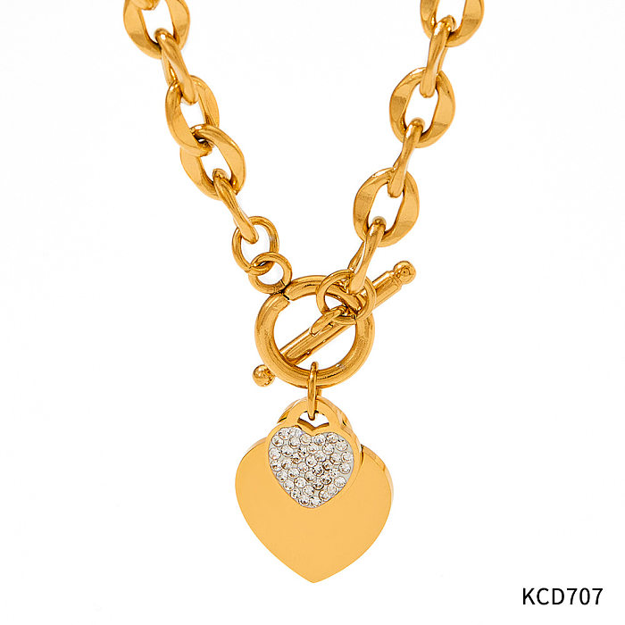 Fashion Star Heart Shape Stainless Steel Titanium Steel Plating Zircon Bracelets Earrings Necklace 1 Piece 1 Pair