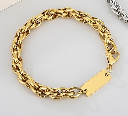 Collier de bracelets de chaîne de placage en acier titane de couleur unie punk