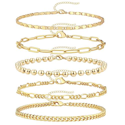 Simple Style Geometric Copper 14K Gold Plated Zircon Bracelets In Bulk
