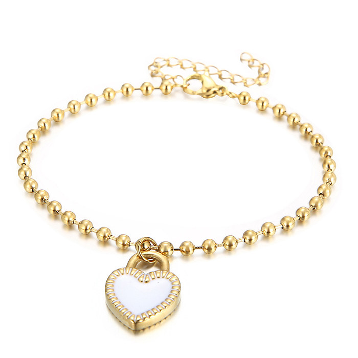 Collier de bracelets plaqué or 18 carats en acier titane en forme de coeur de vacances décontractées