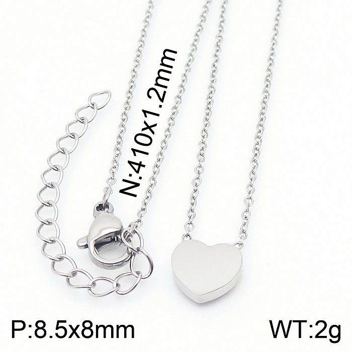 Style Simple et doux en forme de cœur, placage en acier titane, bracelets plaqués or 18 carats, boucles d'oreilles et collier