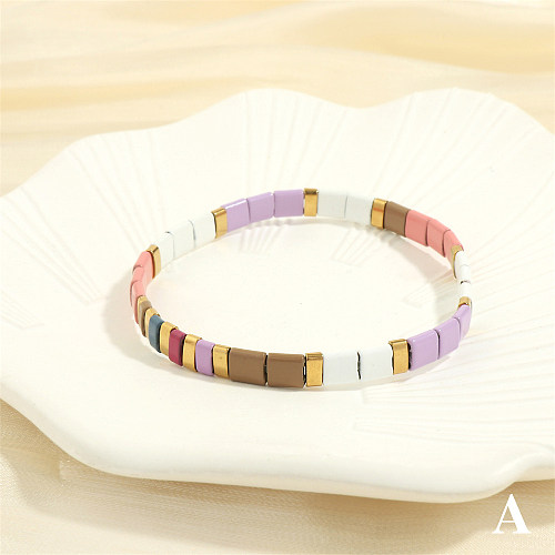 Beach Square Copper Beaded 18K Gold Plated Bracelets