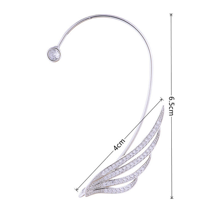 1 Piece Simple Style Wings Plating Inlay Alloy Copper Rhinestones Glass White Gold Plated Earrings Ear Hook