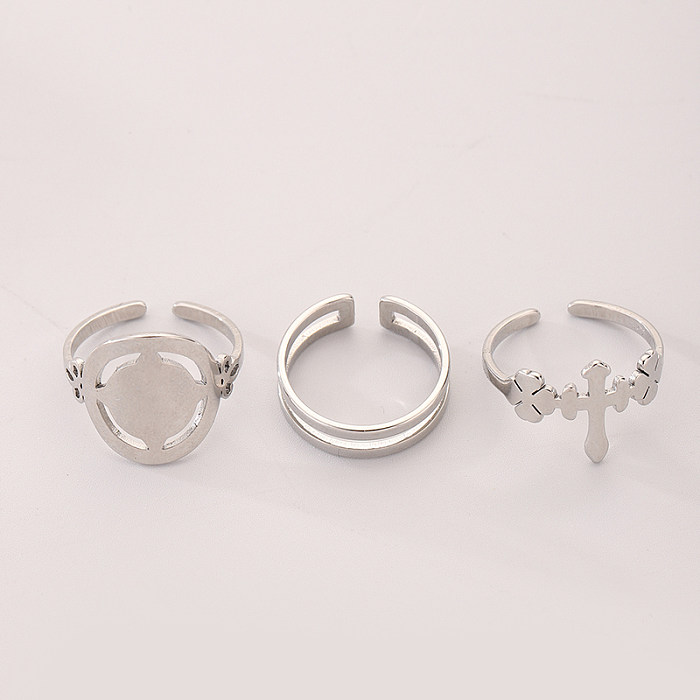 Simple Style Round Stainless Steel Enamel Rings
