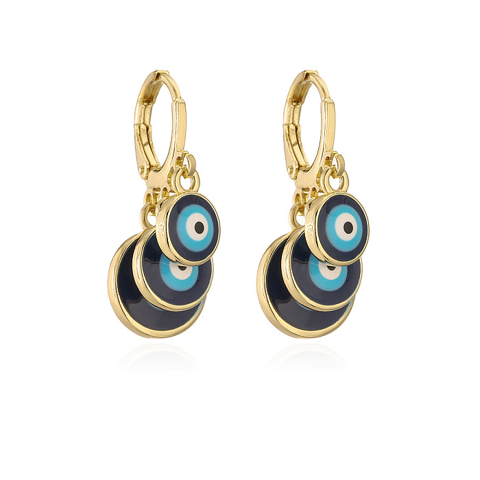 Fashion Devil'S Eye Copper Enamel Dangling Earrings 1 Pair