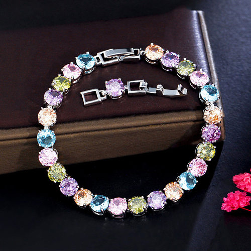 Bracelets en zircon avec incrustation de placage en laiton géométrique doux
