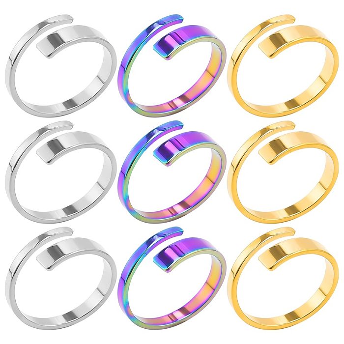 Commute Solid Color Stainless Steel Polishing Open Rings