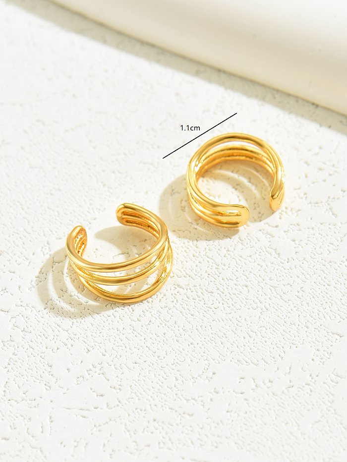 1 Pair Punk Cool Style C Shape Solid Color Plating Inlay Copper Rhinestones 18K Gold Plated Ear Cuffs