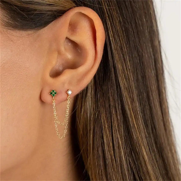 1 Piece Simple Style Flower Plating Inlay Copper Turquoise Zircon Gold Plated Earrings