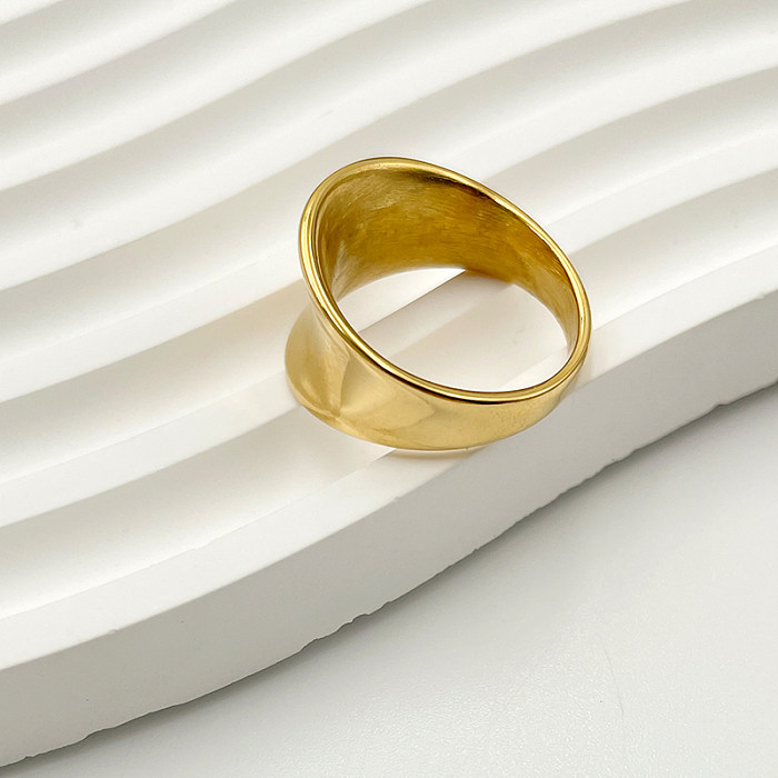 Simple Style Solid Color Stainless Steel Gold Plated Wide Band Ring In Bulk