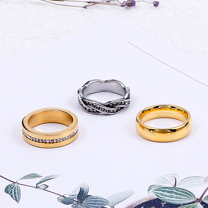 European And American Foreign Trade Men's And Women's Stainless Steel Small Round Bead Chain Micro Setting Ring Couple's Ring One Piece Wholesale