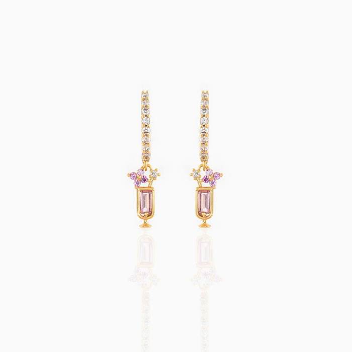 INS Style Ice Cream Candy Boucles d'oreilles Cuivre Placage 18K Boucles d'oreilles en or véritable Nouveau style mignon Zircon Boucles d'oreilles