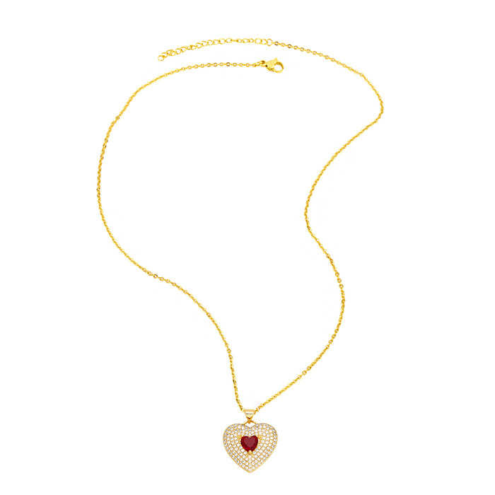 Collar pendiente del Zircon plateado oro elegante casual del cobre 18K de la forma del corazón en bulto