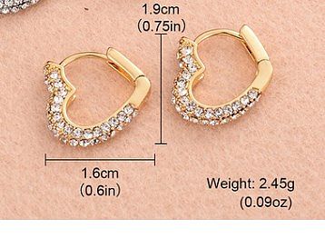 1 Pair IG Style Sweet Simple Style Heart Shape Plating Inlay Copper Zircon 14K Gold Plated Earrings