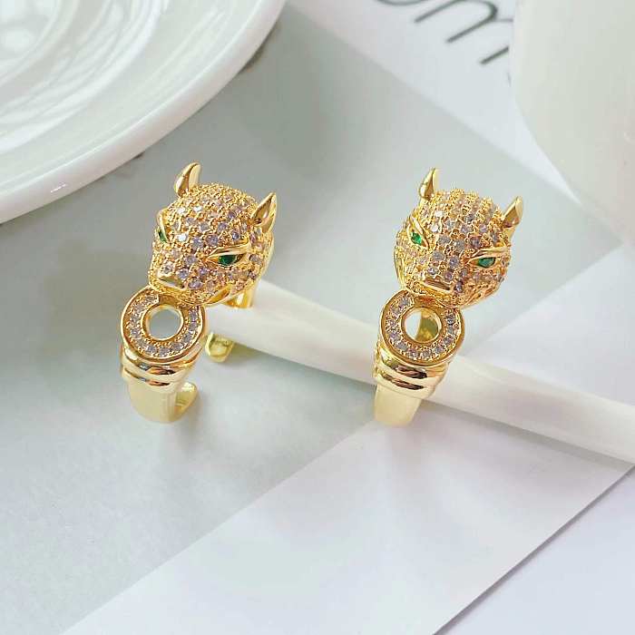 Fashion Trend Leopard Wealth Ring 18k Gold Plated Diamond Opening Adjustable Ring