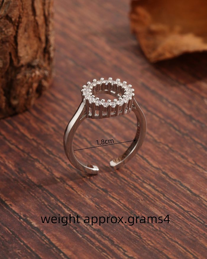 Modern Style Commute Round Copper Plating Inlay Zircon 18K Gold Plated Open Rings