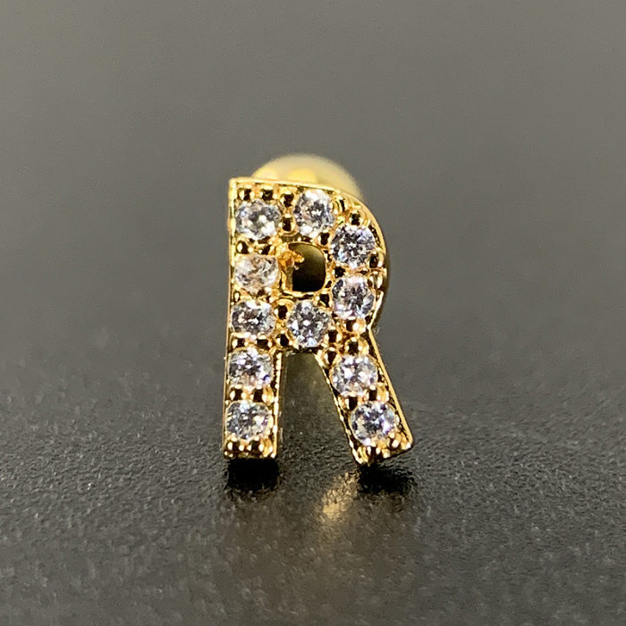 1 peça de brincos de orelha de zircão de cobre com letras de estilo simples