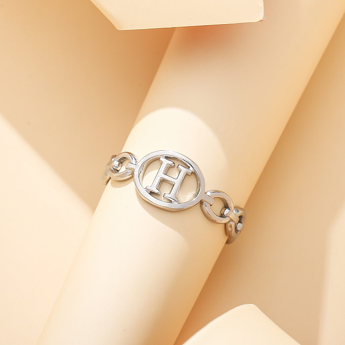 1 Piece Fashion Letter Stainless Steel Plating Hollow Out Open Ring