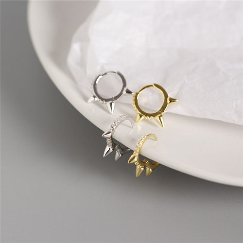 1 paire de boucles d'oreilles créoles en cuivre et Zircon, Style Simple, incrustation de couleur unie