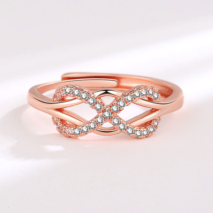 Elegant Lady Infinity Copper Plating Inlay Zircon Open Rings