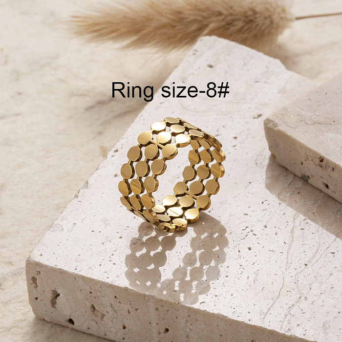 IG Style Geometric Snake Stainless Steel 18K Gold Plated Rhinestones Rings In Bulk