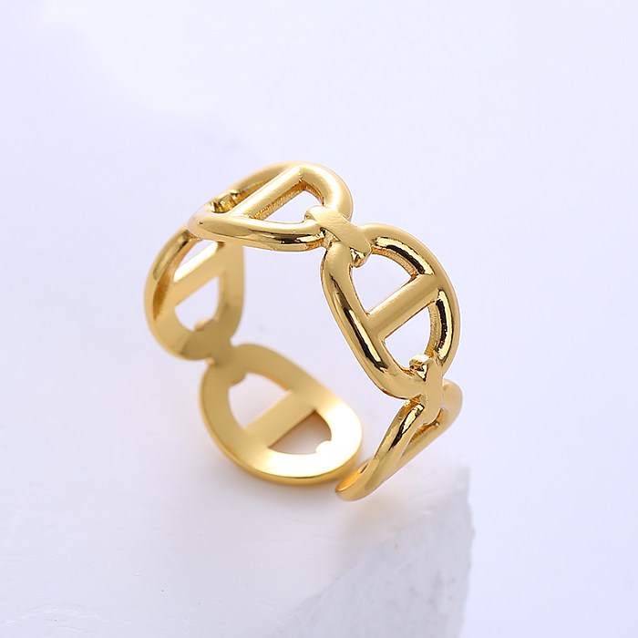 Anéis abertos banhados a ouro 18K em formato de coração estrela casual estilo simples
