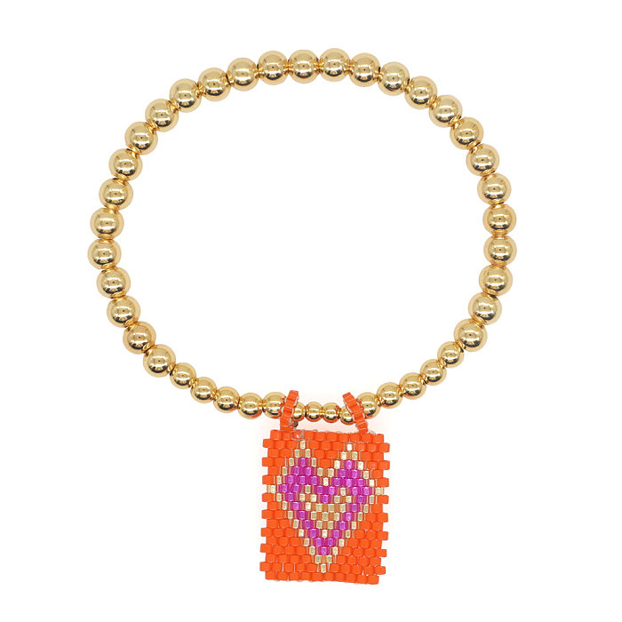 Ethnic Style Heart Shape Seed Bead Copper Irregular Beaded Bracelets