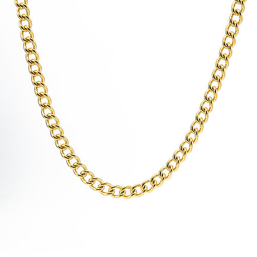 Hip-Hop Geometric Stainless Steel Gold Plated Bracelets Necklace