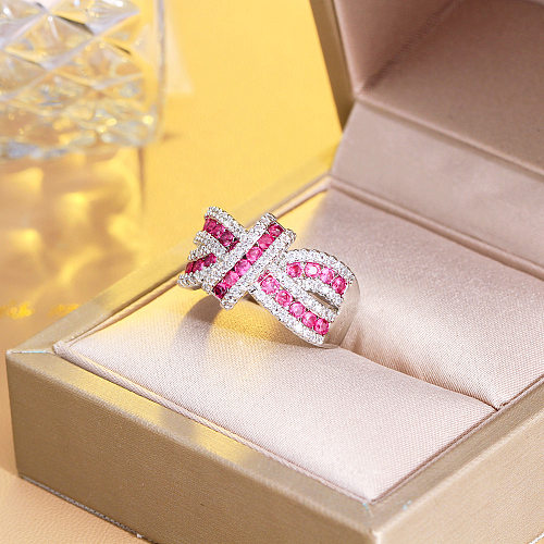 Glam Luxurious Crown Wings Copper Plating Inlay Zircon 14K Gold Plated Gold Plated Rhodium Plated Open Rings