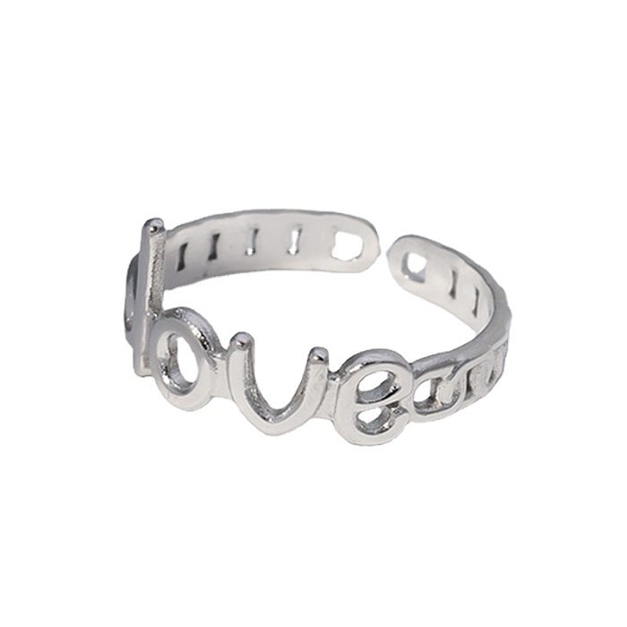 Fashion Letter Stainless Steel Hollow Out Open Ring
