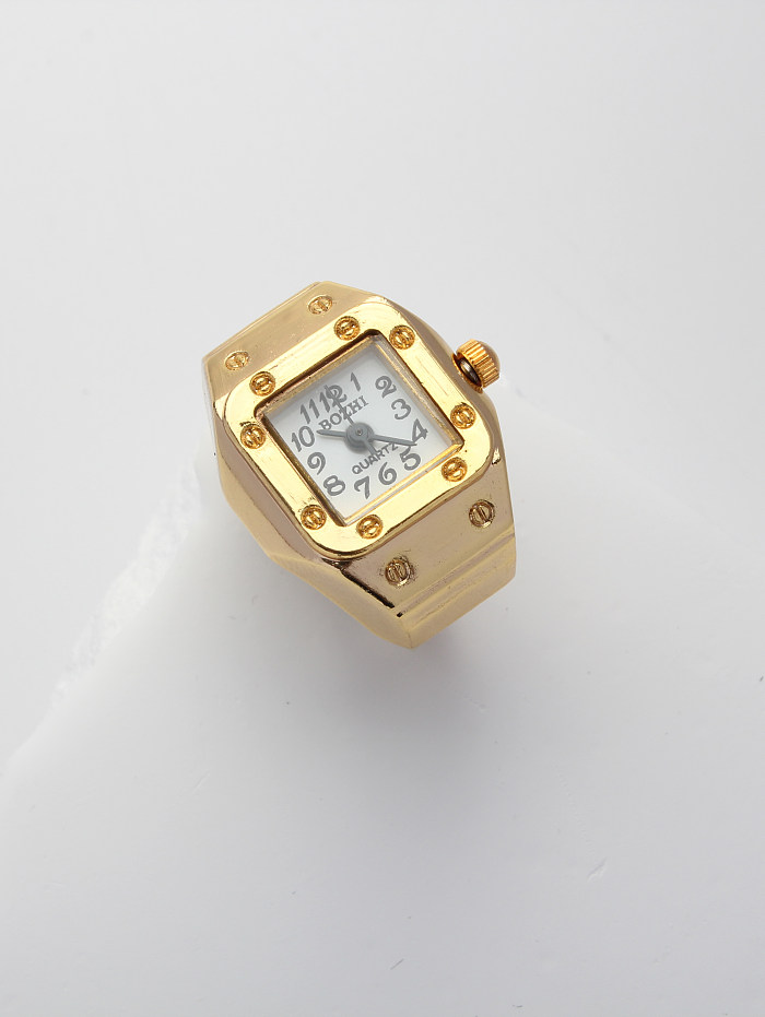 Relógio estilo vintage anéis banhados a ouro com revestimento de aço inoxidável