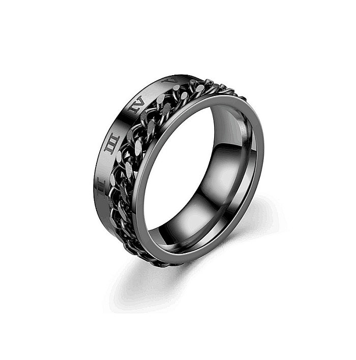 Rotatable Titanium Steel Chain Ring Roman Numerals Stainless Steel Ring