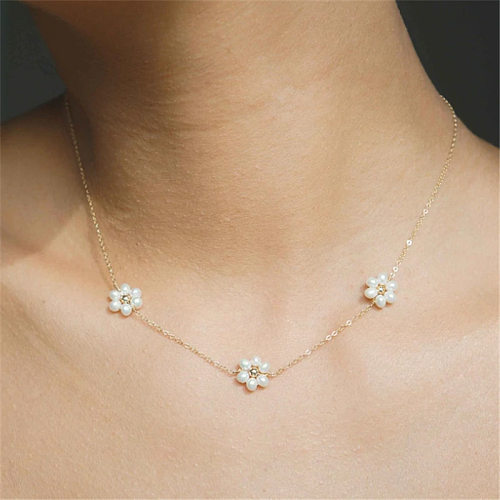 Art- und Weiseblumen-Kupfer-Halsketten-Perlen-Kupfer-Halsketten