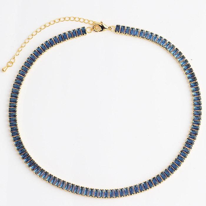 Modische geometrische Kupfer-vergoldete Zirkon-Halskette