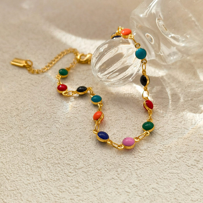 1 pièce de bracelets ronds plaqués cuivre de style simple et collier