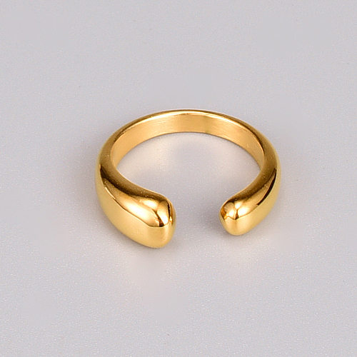 Einfacher, modischer, einfarbiger ovaler offener Ring aus Titanstahl, Großhandelsschmuck