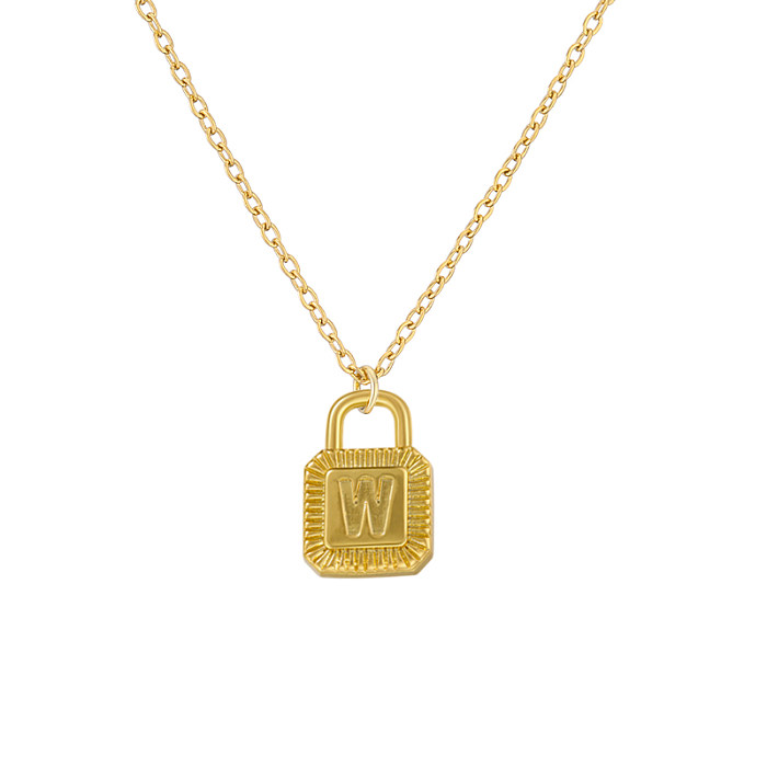 Simple Style Letter Solid Color Copper Plating Copper 18K Gold Plated Pendant Necklace