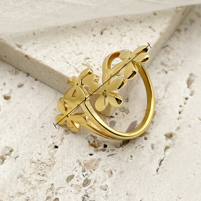 Elegant Flower Stainless Steel Gold Plated Rings In Bulk