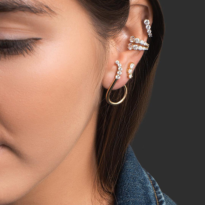 1 Piece Fashion Geometric Copper Inlay Zircon Ear Clips