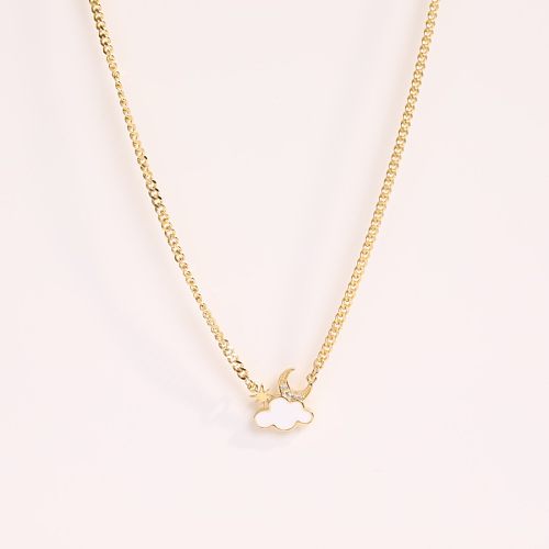 Fashion Star And Moon Necklace Clouds Stars Copper Gold-plated Necklace