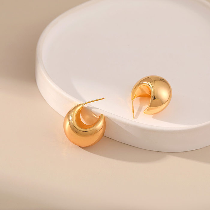 1 Pair Simple Style Solid Color Copper Plating Earrings