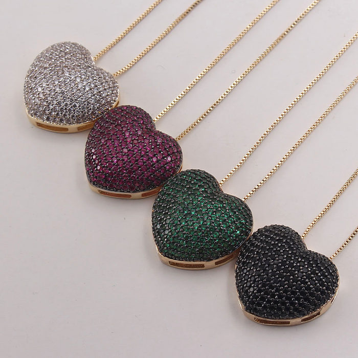 IG Style Simple Style Commute Heart Shape Copper Plating Inlay Zircon White Gold Plated Gold Plated Earrings Necklace