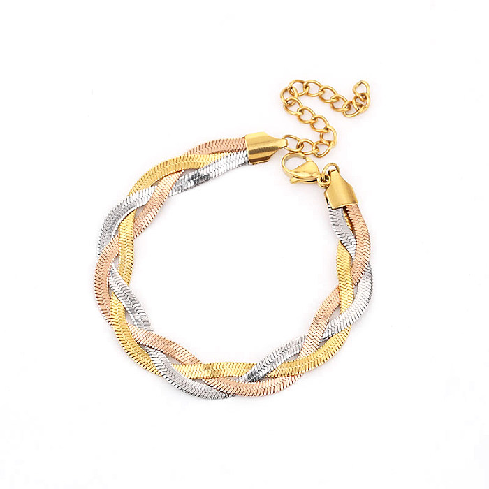 Lässige Streetwear-Halskette mit geometrischen Ringen und Ohrringen aus Titanstahl